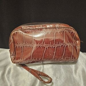 Y2K Brown Crocodile-Embossed Women's Clutch